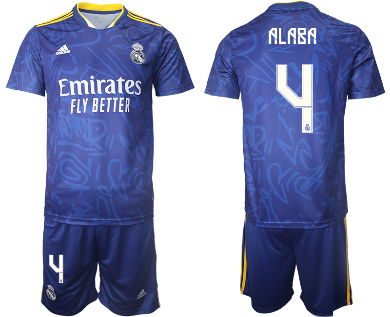 Men 2021-2022 Club Real Madrid away blue #4 Soccer Jerseys->real madrid jersey->Soccer Club Jersey